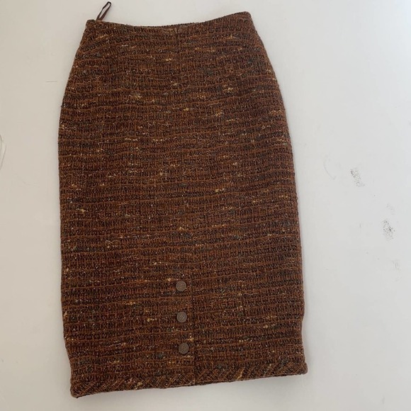 CHANEL brown wool tweed Vintage pencil skirt 34 - Picture 7 of 10